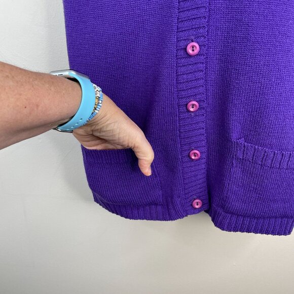 Vintage Womens Preppy Twee Granny Sweater Vest Medium Purple Ivy League Bright - Picture 8 of 10